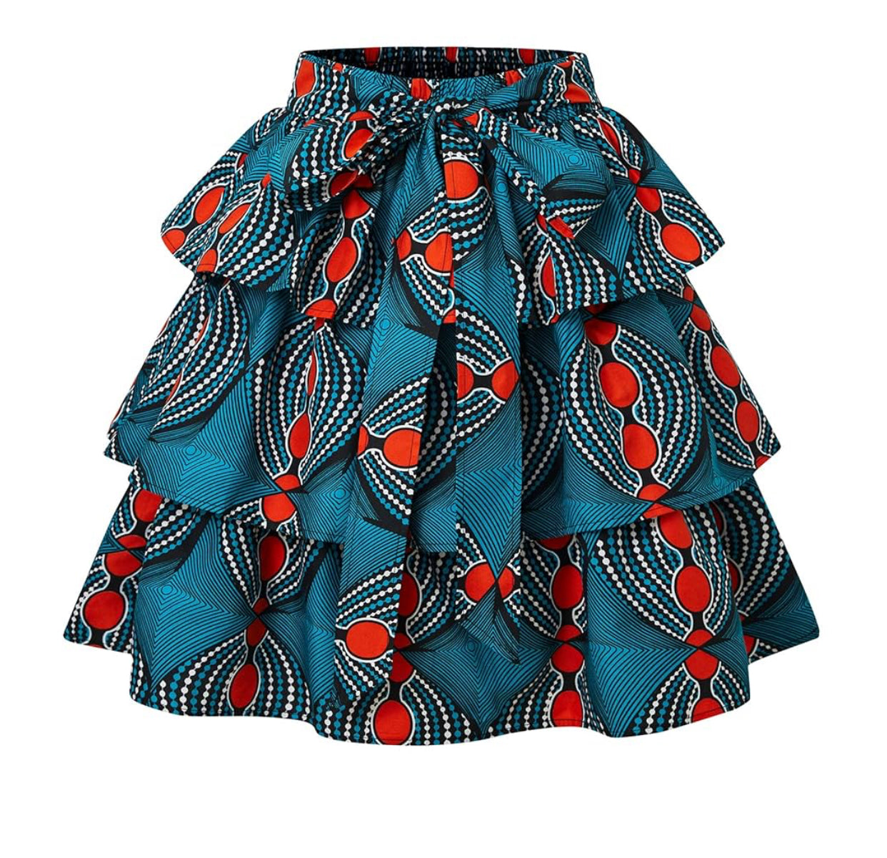 African Patterned Ruffled Tiered Skirt