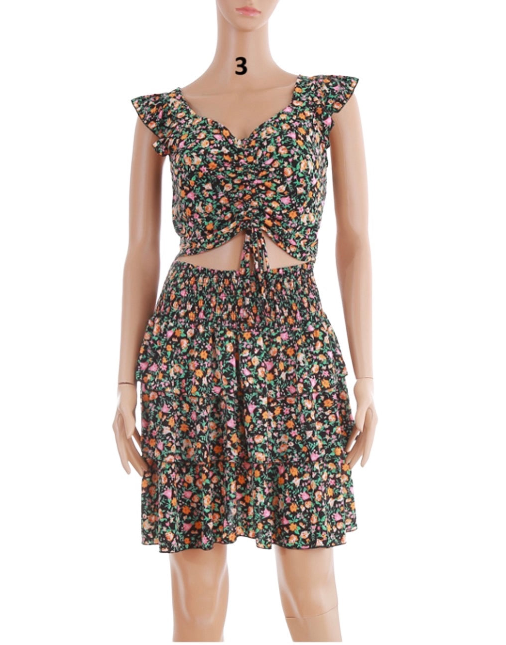 2 Piece Floral Patterned Skort Set