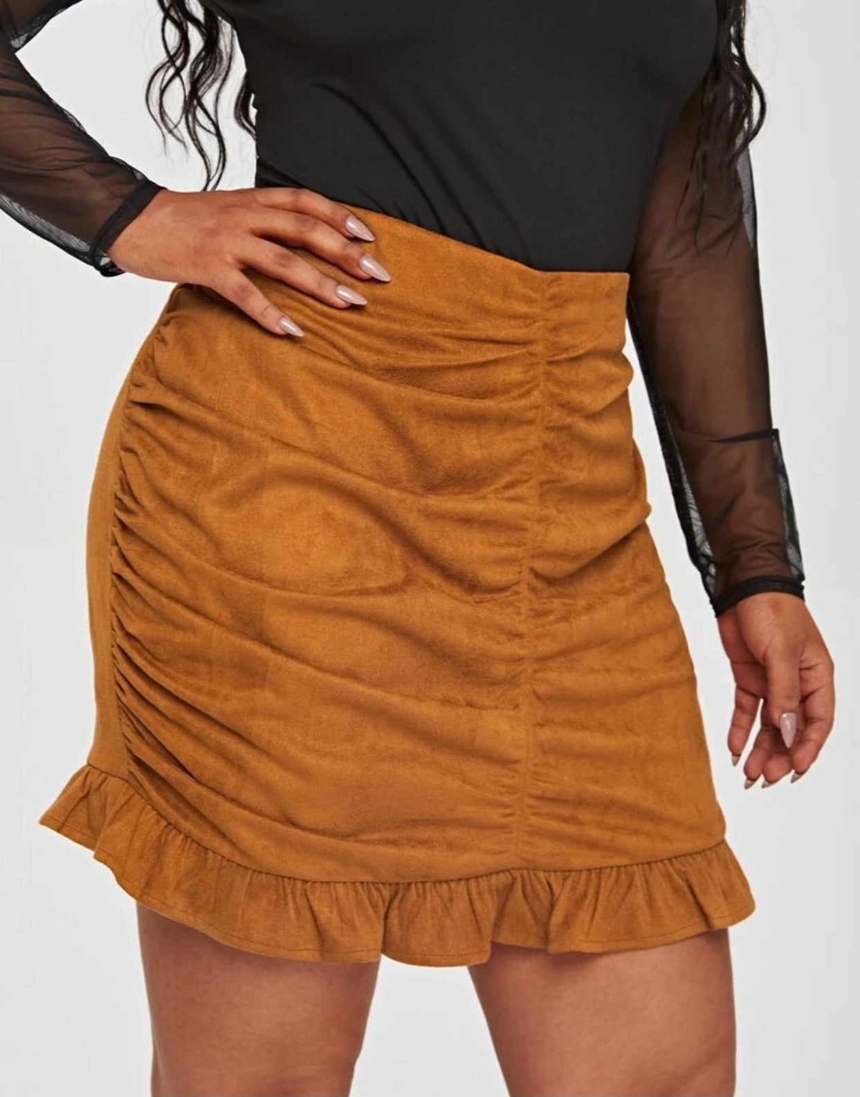 Microsuede Vegan Leather Skirt