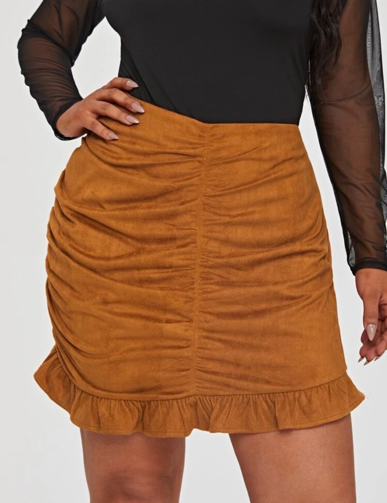 Microsuede Vegan Leather Skirt